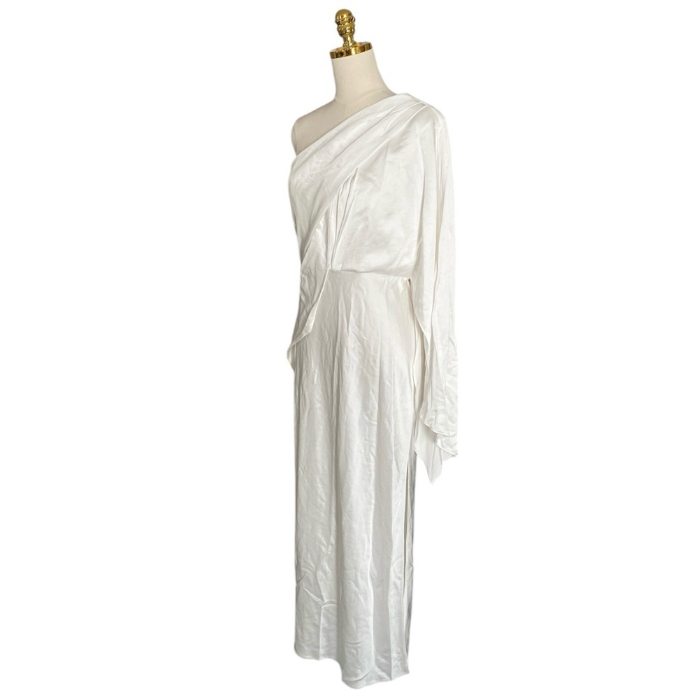 Significant Other Kelsie One-shoulder Cape Ivory Satin Prom Gown Women’s Size 8 - Picture 6 of 10